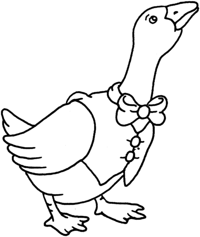 Goose With Clothes Coloring Page